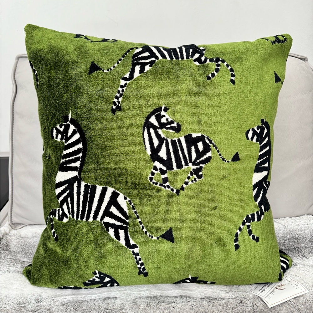 Pacific Coast Austin Horn 22 x22 Kona Zebra Green Black Decorative Pillow NWT